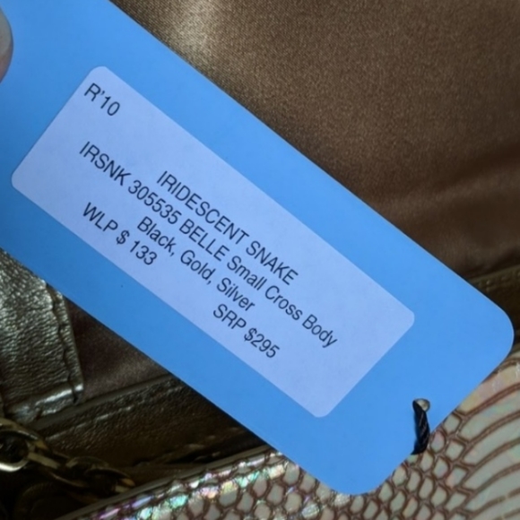 🆕 Rafe Belle Iridescent Faux Snakeskin Silver Gold Crossbody Chain Purse Bag - Picture 16 of 16